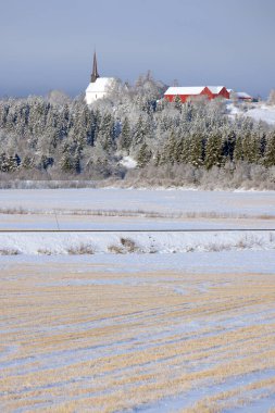 Küçük Norveç köyü. Geleneksel Norveç mimarisi.