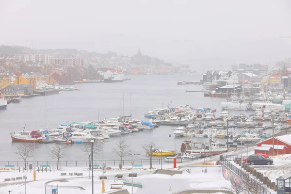 Зимняя Панорама Города Кристиансунн Западе Норвегии Европа — стоковое фото