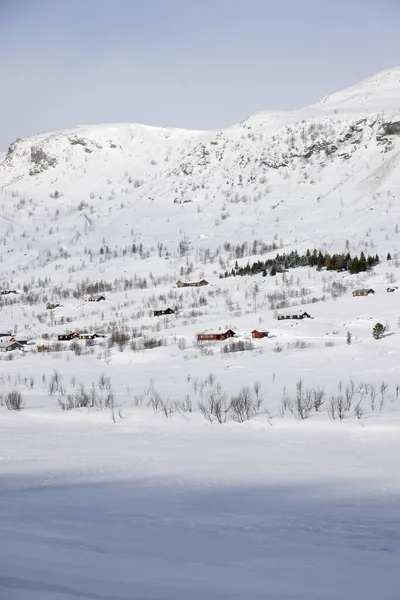 Alpine Vinterlandskap Langs Hemsedal Ruten Norge Europa – stockfoto