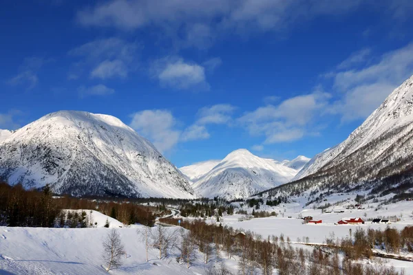 Alpská Zimní Krajina Poblíž Sogndalsfjora Norsku Evropa — Stock fotografie