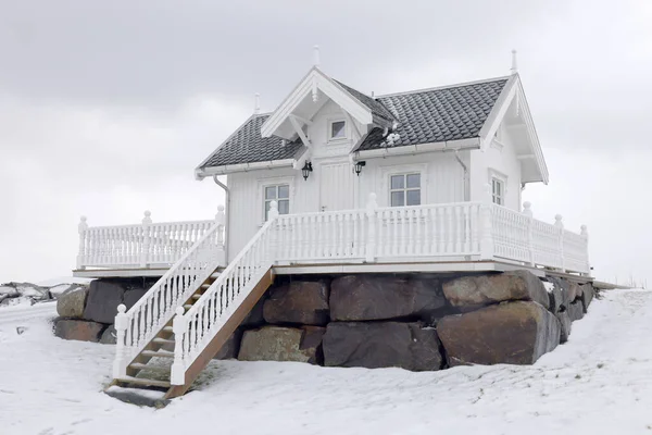 Casa Tradicional Lofoten Noruega Europa Arquitectura Noruega Invierno —  Fotos de Stock