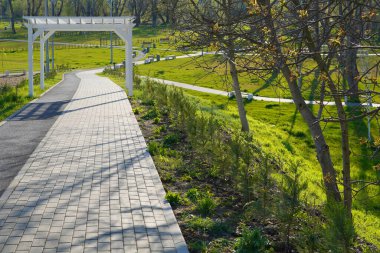 Arad, Romanya ve Avrupa 'daki Micalaca Parkının bahar manzarası    