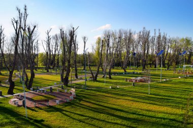 Arad, Romanya ve Avrupa 'daki Micalaca Parkının bahar manzarası    
