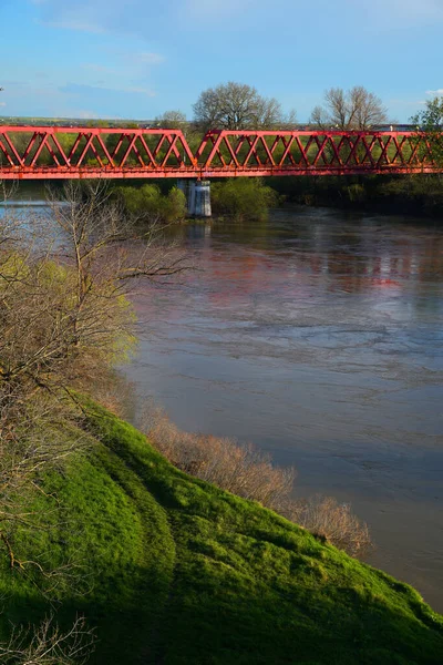 Eisenbahnbrücke Arad Über Den Fluss Muires Rumänien Europa — Stockfoto