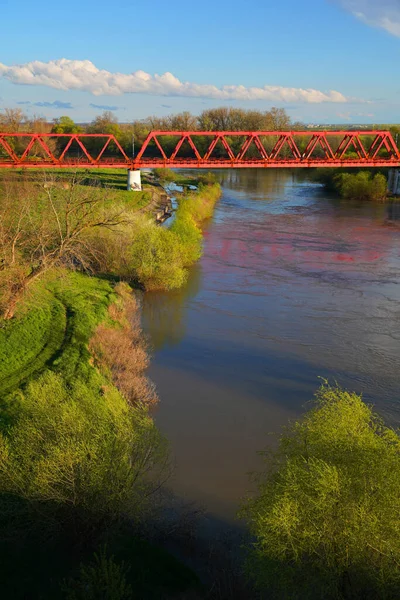 Eisenbahnbrücke Arad Über Den Fluss Muires Rumänien Europa — Stockfoto
