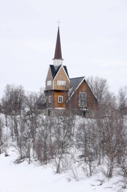 Kışın Karesuando Kilisesi, İsveç, Avrupa