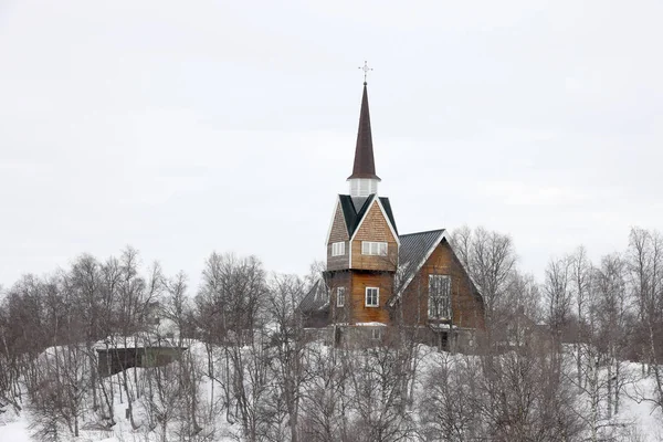 stock image Church of Karesuando in winter time, Sweden, Europe