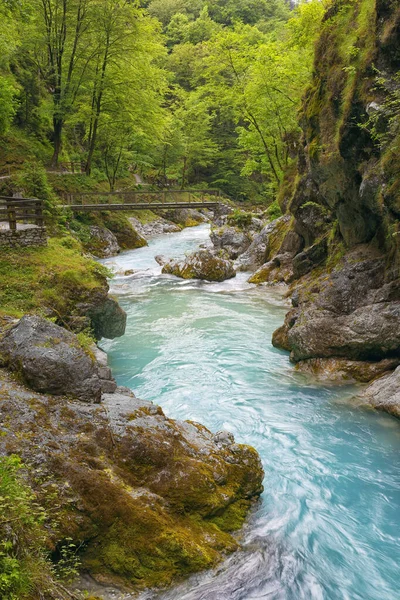 Beautiful Landscape Tolmin Gorges Majestic Scenery Clean Mountain River Deep — Stock Photo, Image