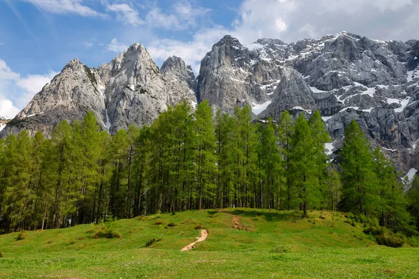 Pozdní Jarní Krajina Julských Alpách Triglavský Národní Park Slovinsko Evropa — Stock fotografie