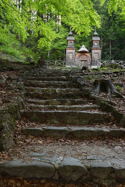 Ruská Kaple Vršském Průsmyku Památník První Světové Války Slovinských Alpách — Stock fotografie