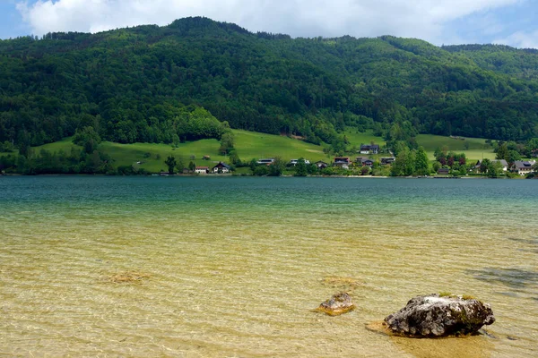 Avrupa Avusturya Daki Mondsee Gölü Yakınlarındaki Alpler Fırtınalı Manzarası Seyahat — Stok fotoğraf
