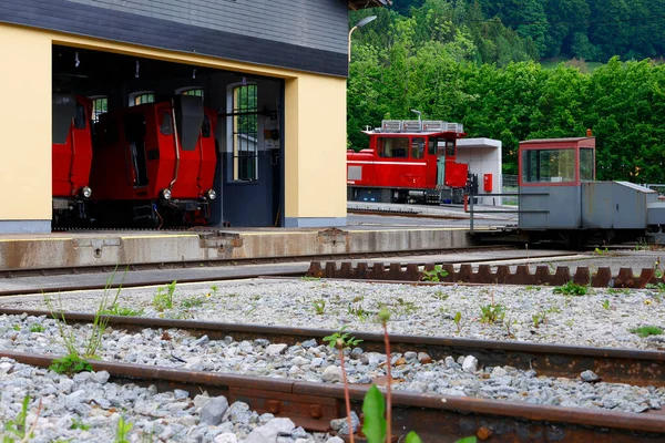 Železniční Vlak Schafberg Rozchod Kolejnice Horním Rakousku Salcburku Schafberg Vlak — Stock fotografie