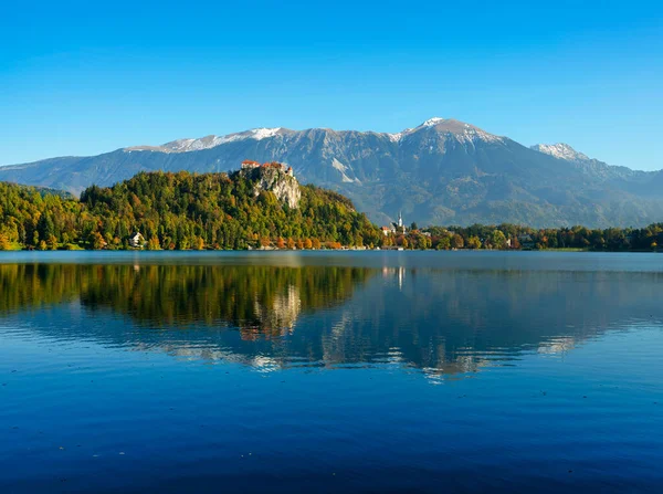 Vista Turistica Autunnale Del Lago Bled Slovenia Europa — Foto Stock