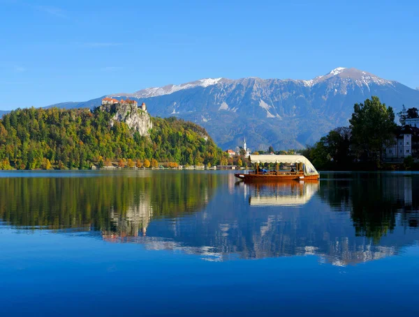 Touristic Autumn View Lake Bled Slovenia Europe — Stock Photo, Image