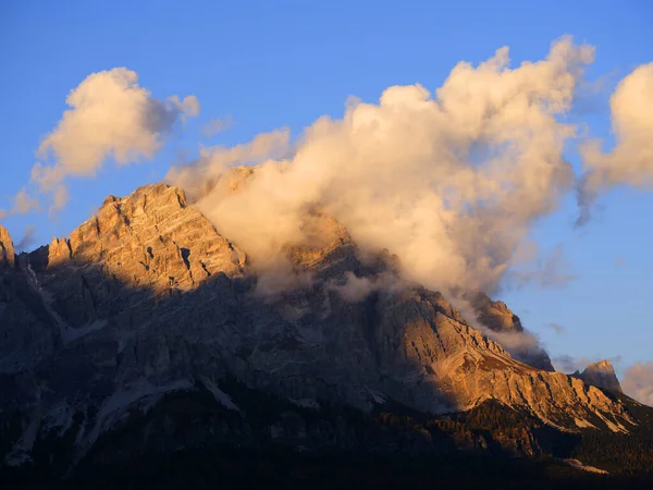 stock image Sunset alpine landscape of Cristallo Mountain (3221m), Dolomites, Italy, Europe