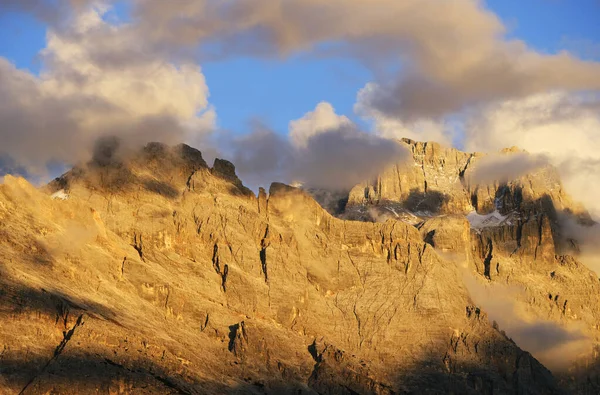 Solnedgång Alpint Landskap Cristallo Mountain 3221M Dolomiterna Italien Europa — Stockfoto