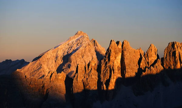 Solnedgång Utsikt Över Berget Croda Lago Från Passo Giau Sydtyrolen — Stockfoto