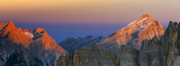 Pôr Sol Vista Monte Croda Lago Passo Giau Tirol Sul — Fotografia de Stock