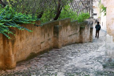 Matera 'nın ünlü Sassi' sinin mimari detayları, İtalya, Avrupa 'daki Unesco Dünya Mirası Bölgesi