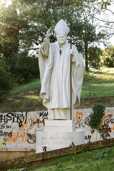 Skulptur Von Papst Johannes Paul Werk Des Italienischen Bildhauers Carlo — Stockfoto