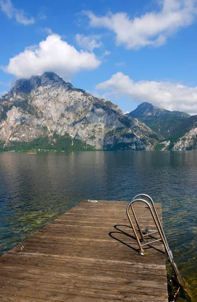 Πανοραμική Θέα Του Traunstein Στη Λίμνη Traunsee Κατά Διάρκεια Του — Φωτογραφία Αρχείου