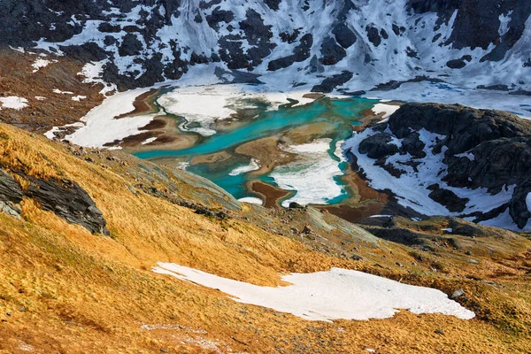 Abstraktní Horská Zasněžená Krajina Ledovcem Pasterze Vysokých Taury Rakousko Evropa — Stock fotografie