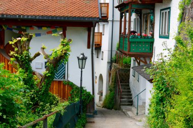 Wolfgang Gölü, Avusturya, Avrupa 'nın eski St. Wolfgang kasabasındaki tarihi sokak ve caddelerin mimari detayları