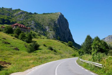 Doğu Trascau Dağları, Alba İlçesi, Romanya ve Avrupa 'da yer alan bir jeo-morfolojik ve botanik doğa rezervi olan Valisoarei Gorges yaz manzarası