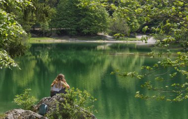 Fusine Gölü, Julian Alps, Tarvisio, Udine, Friuli Venezia Giulia, İtalya Slovenya sınırı, Avrupa