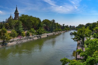 Timisoara, Romanya ve Avrupa 'daki Bega nehrinin manzarası