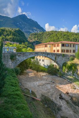 Beautiful view of Toscolano-Maderno a town and comune on the West coast of Lake Garda in the province of Brescia in the region of Lombardy, Italy, Europe clipart