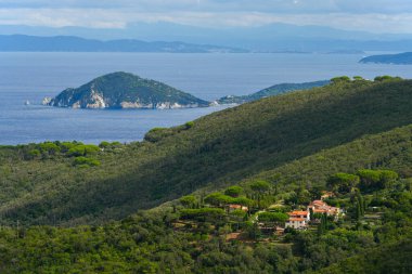 Elba Adası, Toskana, İtalya ve Avrupa 'nın güzel yaz manzarası