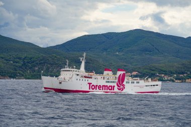 Ferry boat  cruising to Island of Elba, Italy, Europe clipart