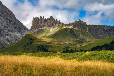 Dolomitler, İtalya ve Avrupa 'daki Catinaccio Grubu' ndan yaz alp manzarası