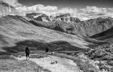 Dolomitler, İtalya ve Avrupa 'daki Catinaccio Grubu' ndan yaz alp manzarası