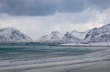 Lofoten Takımadaları 'nda haukland Plajı, Norveç, Avrupa