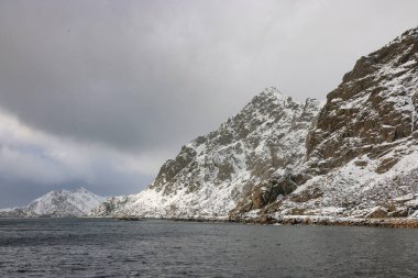 Winter harsh landscape in Lofoten Archipelago, Norway, Europe clipart