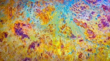 Nature pollution and water contamination of the copper mine exploitation in Geamana, near Rosia Montana, Romania, Europe, Drone aerial image of a polluted mining exploitation.
