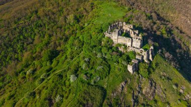 Soimos Kalesi 'nin insansız hava aracı manzarası 1278' de, Arad ilçesi, Romanya ve Avrupa 'da inşa edildi.