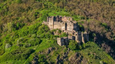 Soimos Kalesi 'nin insansız hava aracı manzarası 1278' de, Arad ilçesi, Romanya ve Avrupa 'da inşa edildi.