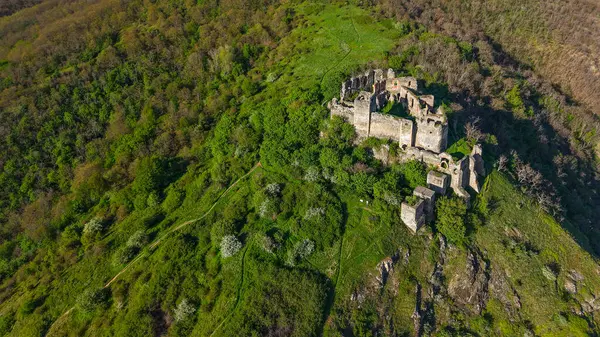 Soimos Kalesi 'nin insansız hava aracı manzarası 1278' de, Arad ilçesi, Romanya ve Avrupa 'da inşa edildi.