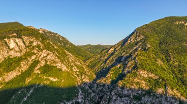 Aerial drone photography of Tasnei Gorges in Mehedinti Mountains, Romania, Europe