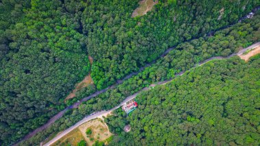 Aerial drone photography of Tasnei Gorges in Mehedinti Mountains, Romania, Europe