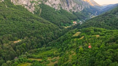 Aerial drone photography of Tasnei Gorges in Mehedinti Mountains, Romania, Europe