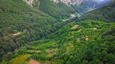 Aerial drone photography of Tasnei Gorges in Mehedinti Mountains, Romania, Europe