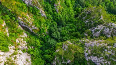 Aerial drone photography of Tasnei Gorges in Mehedinti Mountains, Romania, Europe