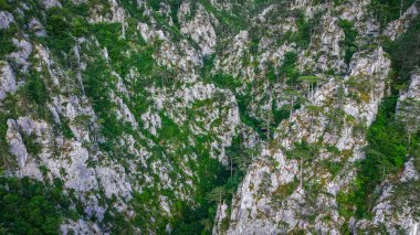 Aerial drone photography of Tasnei Gorges in Mehedinti Mountains, Romania, Europe