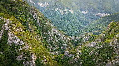 Aerial drone photography of Tasnei Gorges in Mehedinti Mountains, Romania, Europe