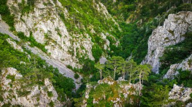 Aerial drone photography of Tasnei Gorges in Mehedinti Mountains, Romania, Europe
