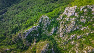 Aerial drone photography of Tasnei Gorges in Mehedinti Mountains, Romania, Europe
